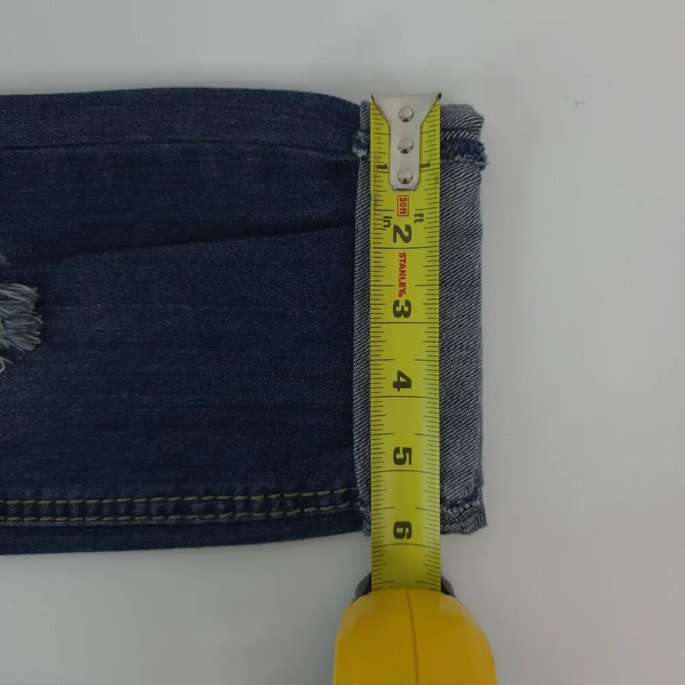 Bongo Jeans Capris Womens 11 Embroidered Rolled Cuff Distressed Stretch Mid Rise